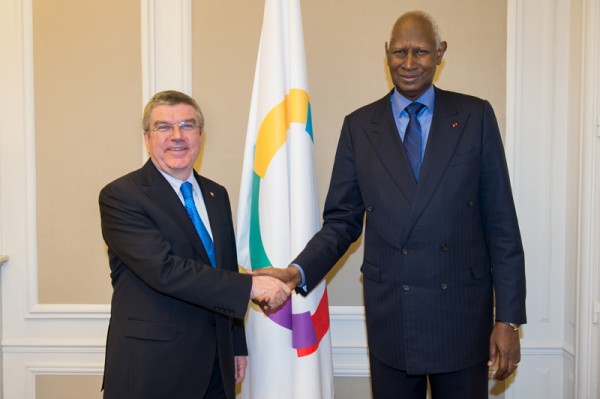 Thomas Bach et Abdou Diouf au siège de l'OIF