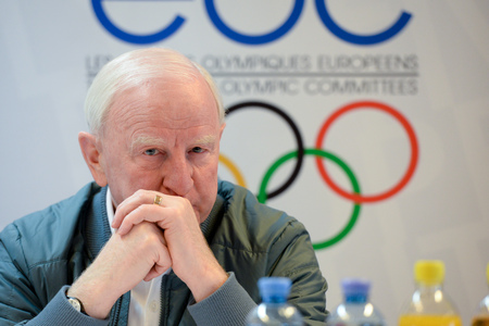 SCHRUNS-TSCHAGGUNS,AUSTRIA,25.JAN.15 - OLYMPICS - European Youth Olympic Festival 2015, international opening press conference. Image shows president Patrick Hickey (EOF). Photo: GEPA pictures/ Oliver Lerch